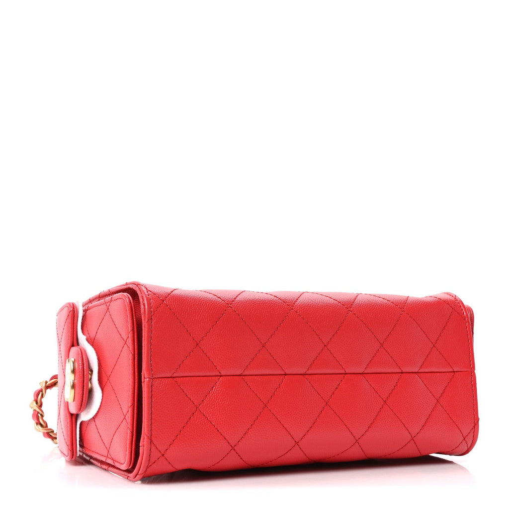 Caviar Quilted Mini Chanel 25 Handbag Dark Red