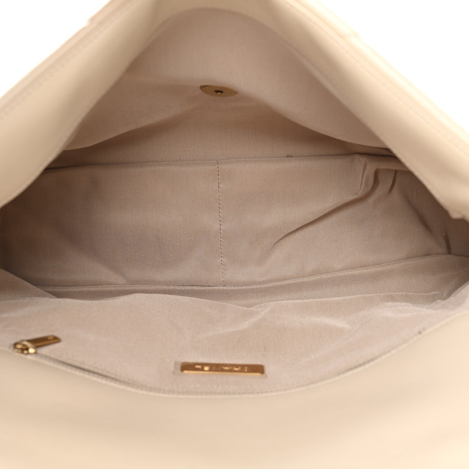 Goatskin Quilted Maxi Chanel 19 Flap Beige