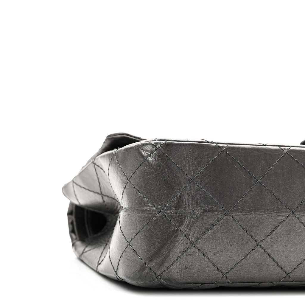 Metallic Aged Calfskin Quilted 2.55 Reissue 226 Flap Dark Grey