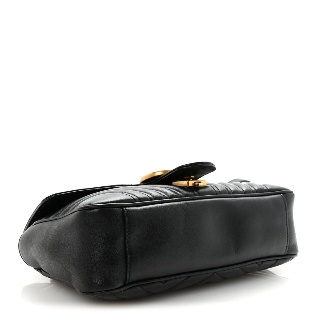 Calfskin Matelasse Small GG Marmont Shoulder Bag Black
