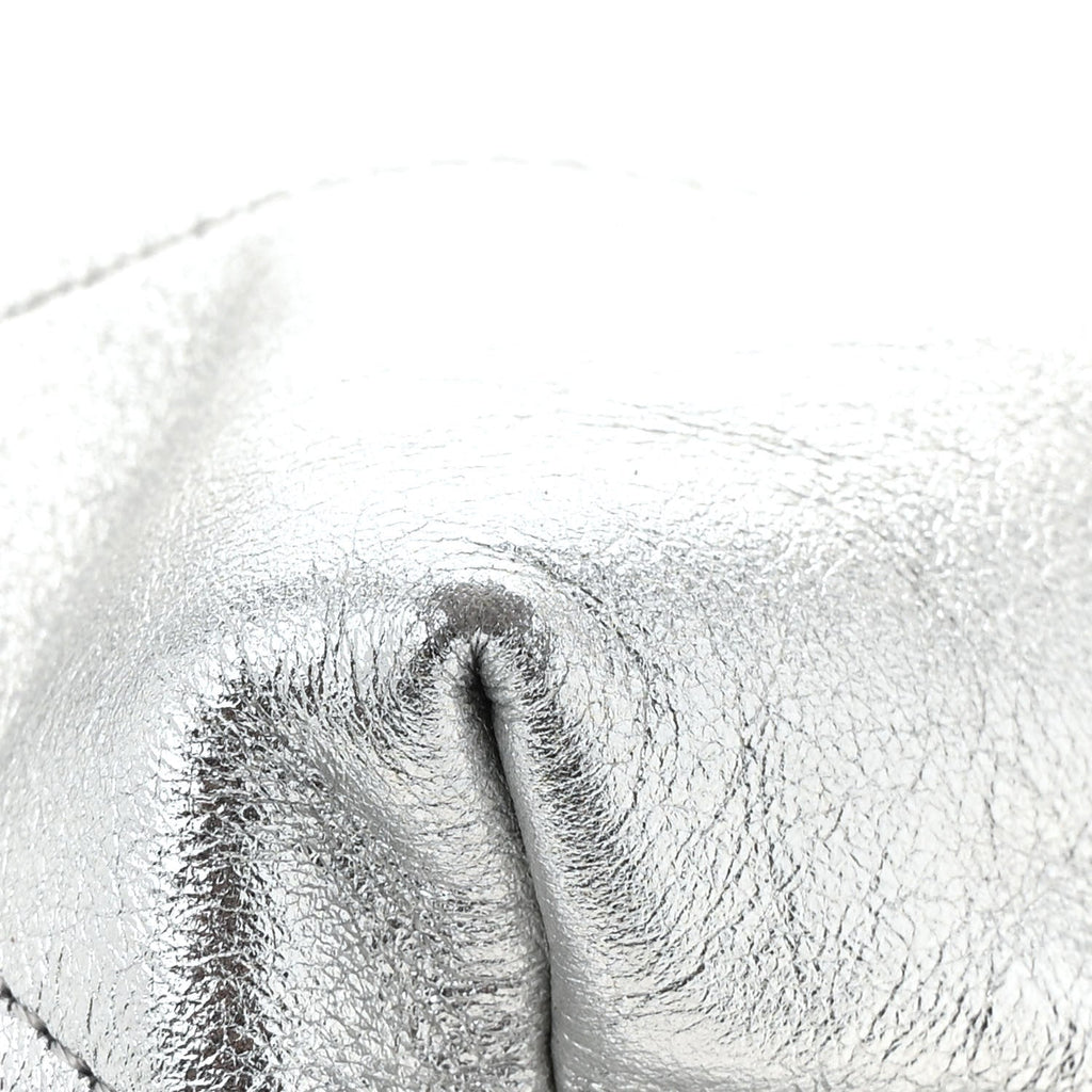 Metallic Calfskin Quilted Chanel 22 Silver