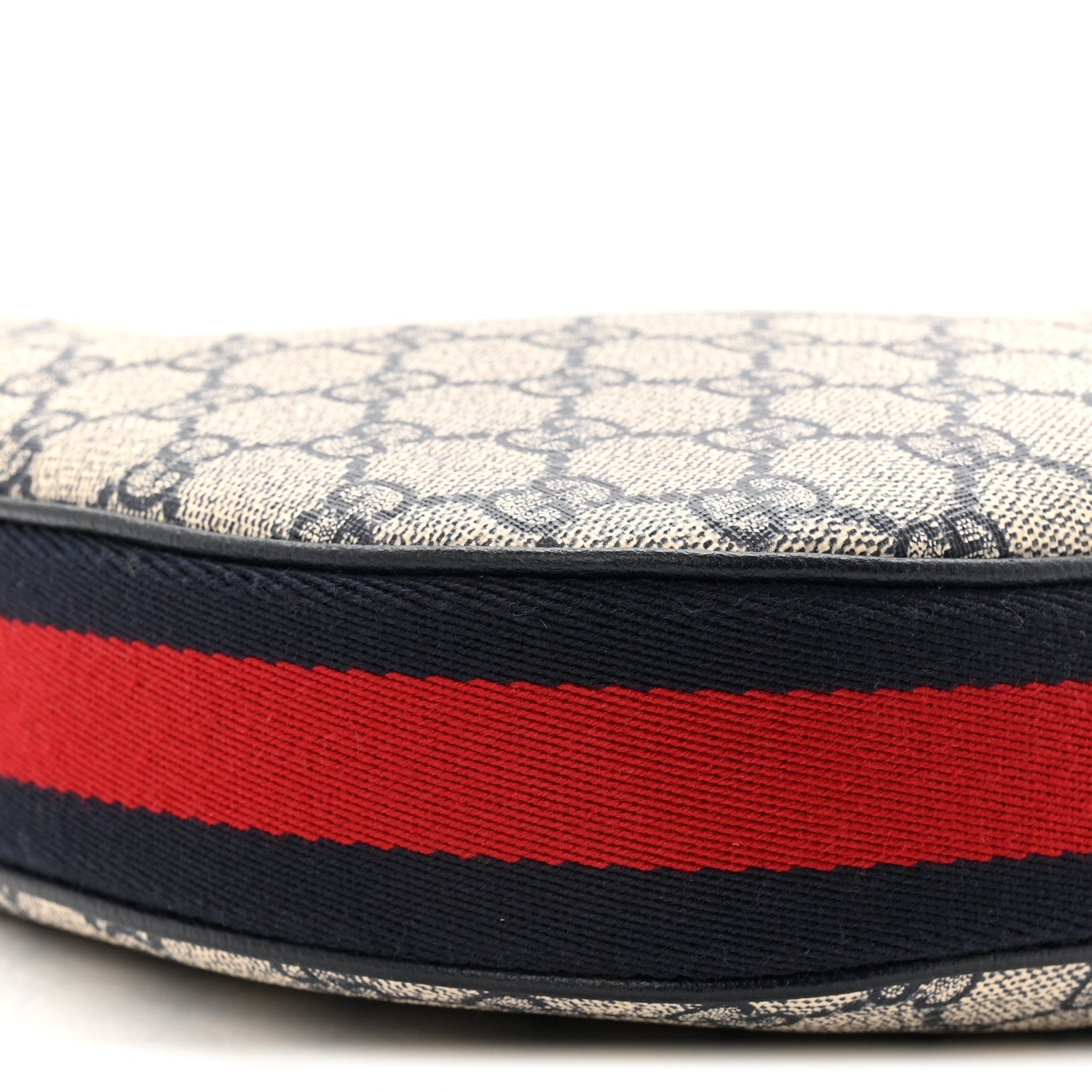 GG Supreme Monogram Textured Calfskin Web Large Attache Shoulder Bag Beige Blue