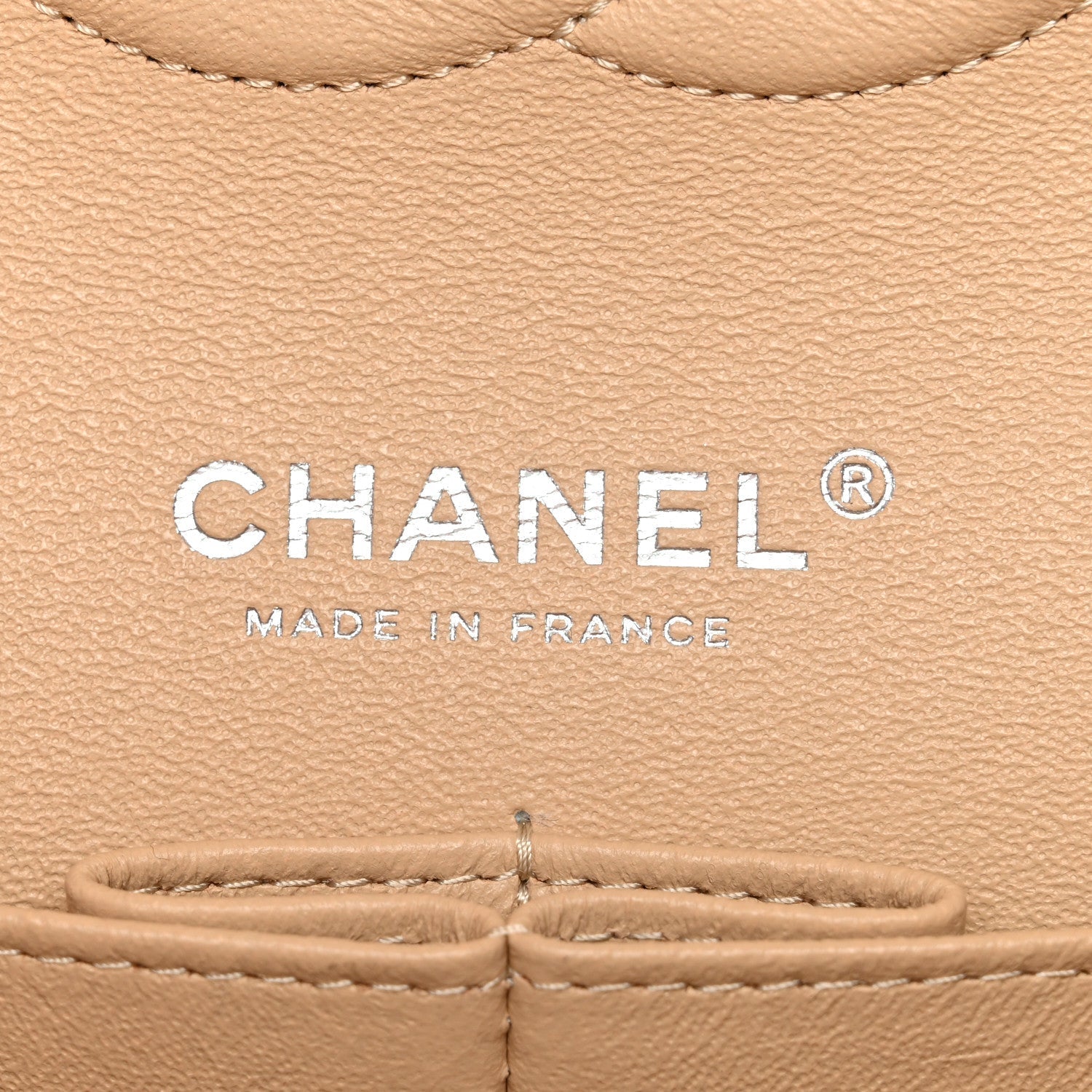Caviar Quilted Medium Double Flap Beige