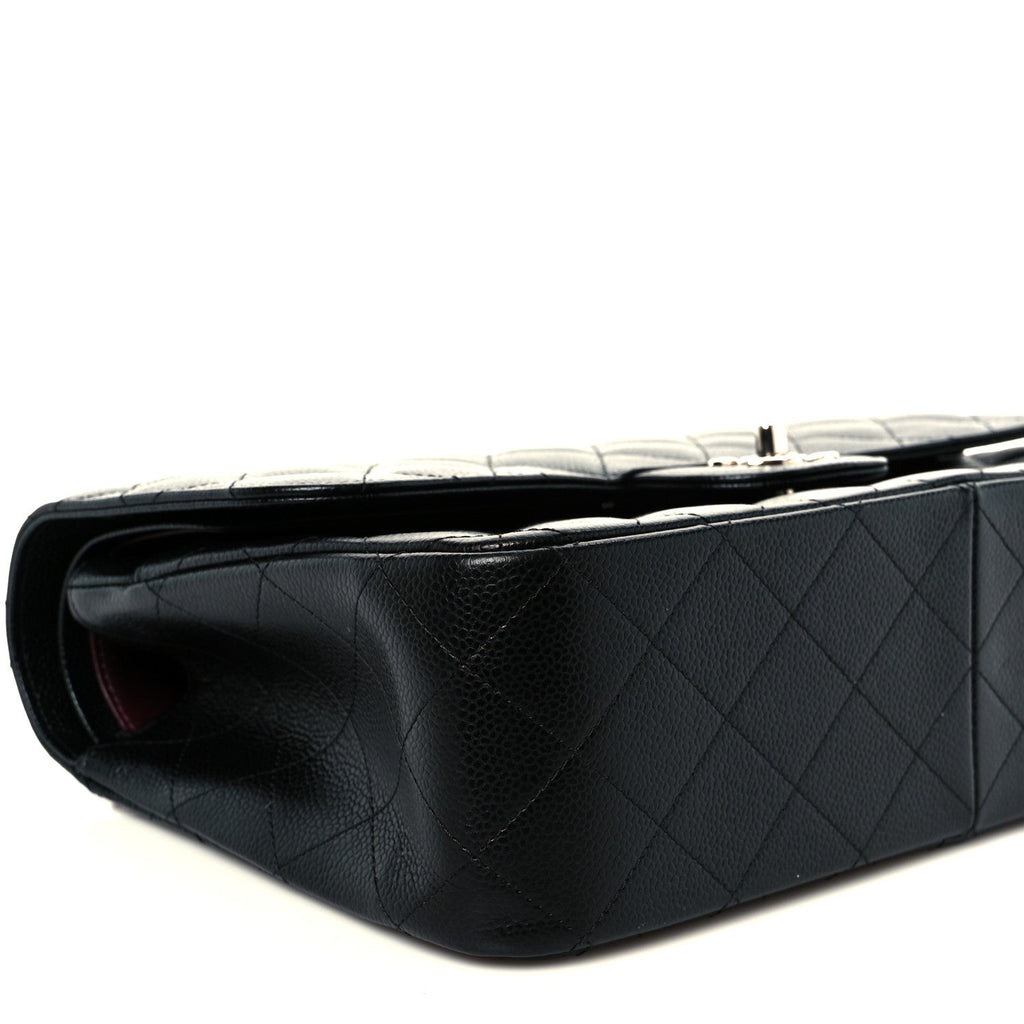 Caviar Quilted Jumbo Double Flap Black