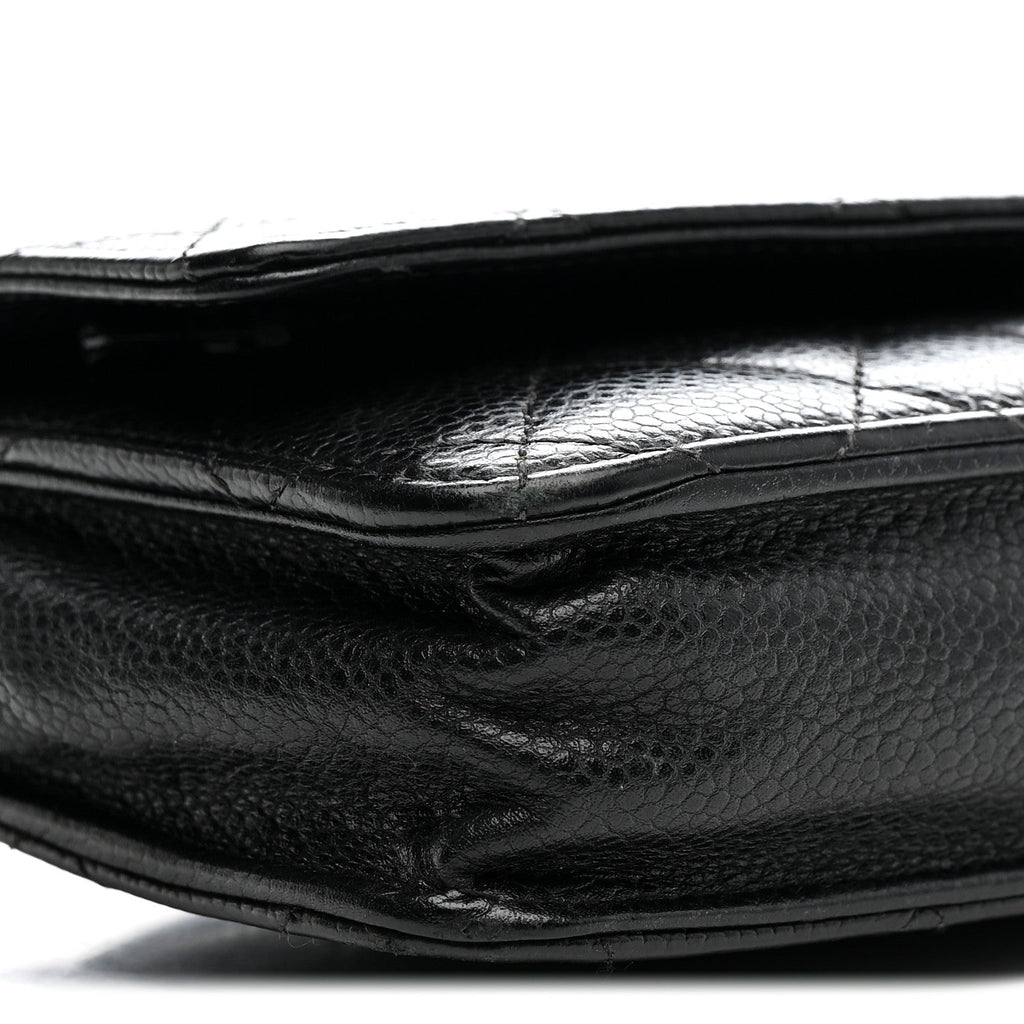 Caviar Quilted Wallet on Chain WOC Black