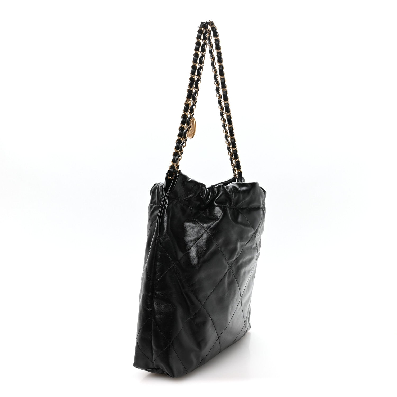 Shiny Calfskin Quilted Small Chanel 22 Black