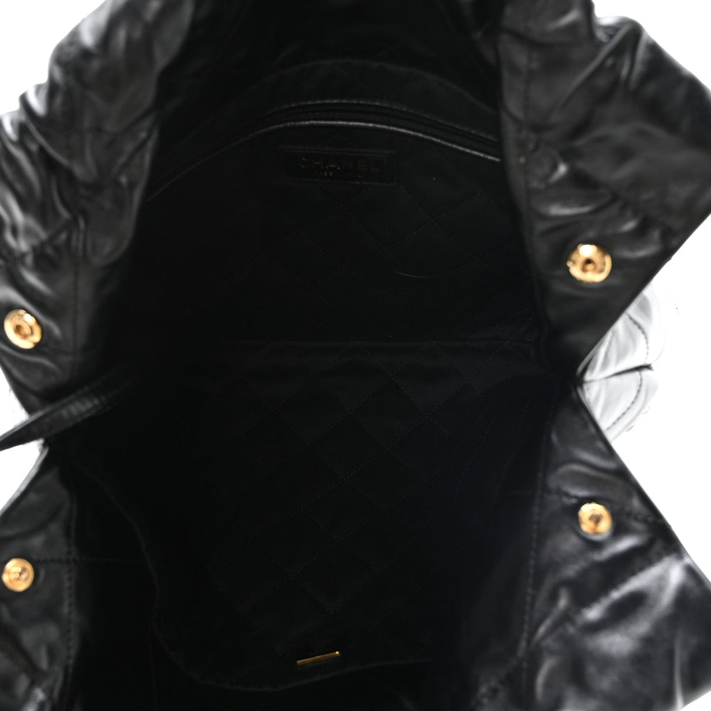 Shiny Calfskin Quilted Small Chanel 22 Black