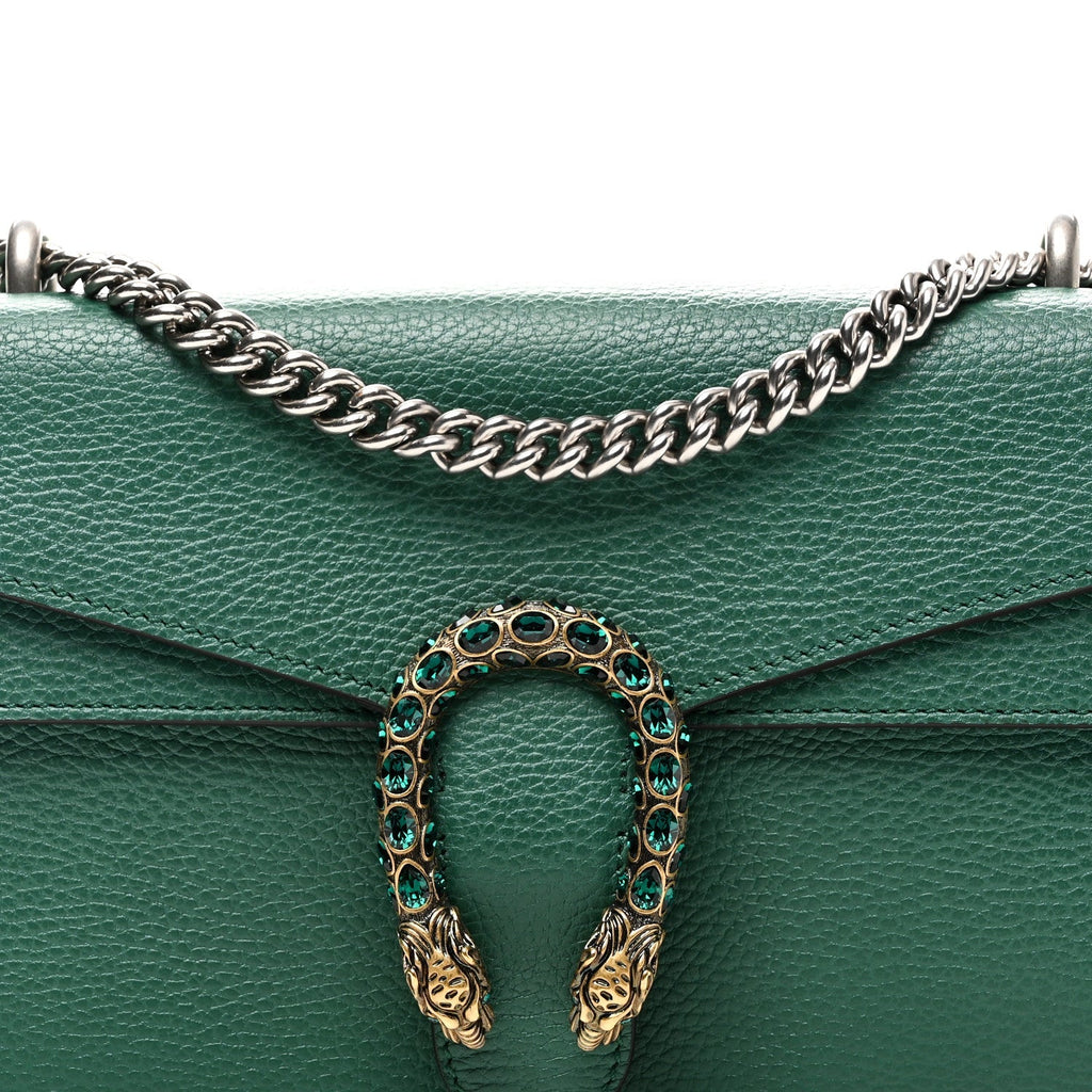 Pebbled Calfskin Small Dionysus Shoulder Bag Emerald