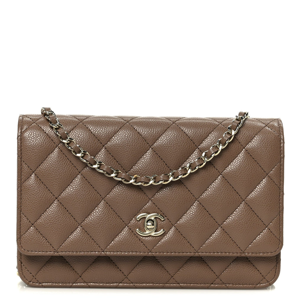 Caviar Quilted CC Turnlock Wallet On Chain WOC Brown