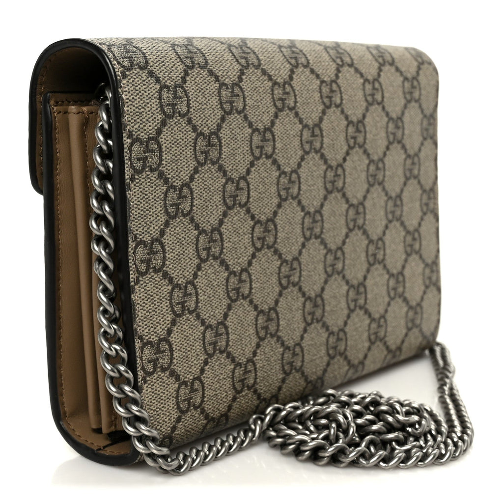 GG Supreme Monogram Mini Dionysus Chain Wallet Beige Taupe