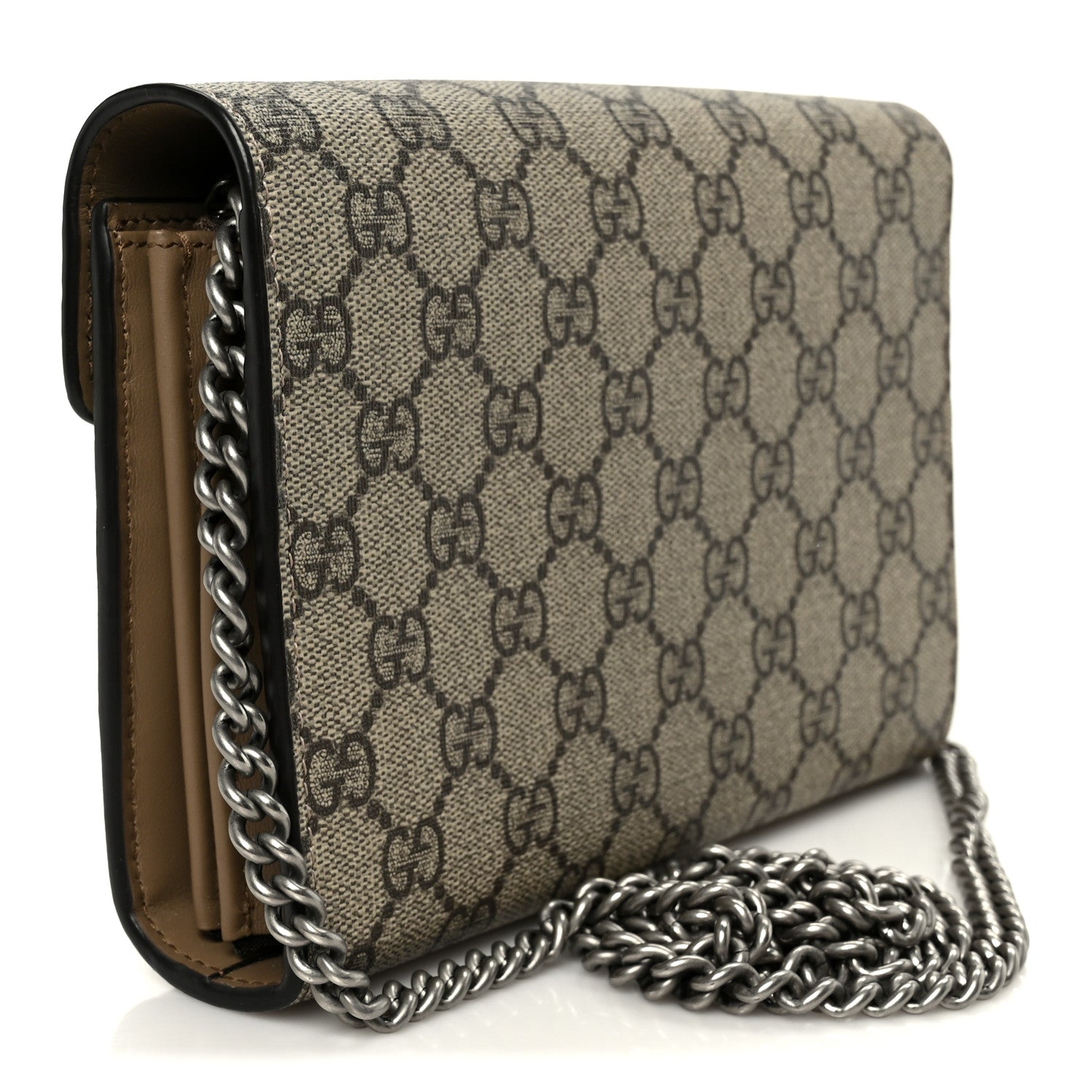 GG Supreme Monogram Mini Dionysus Chain Wallet Beige Taupe