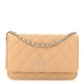 Caviar Quilted Wallet on Chain WOC Beige