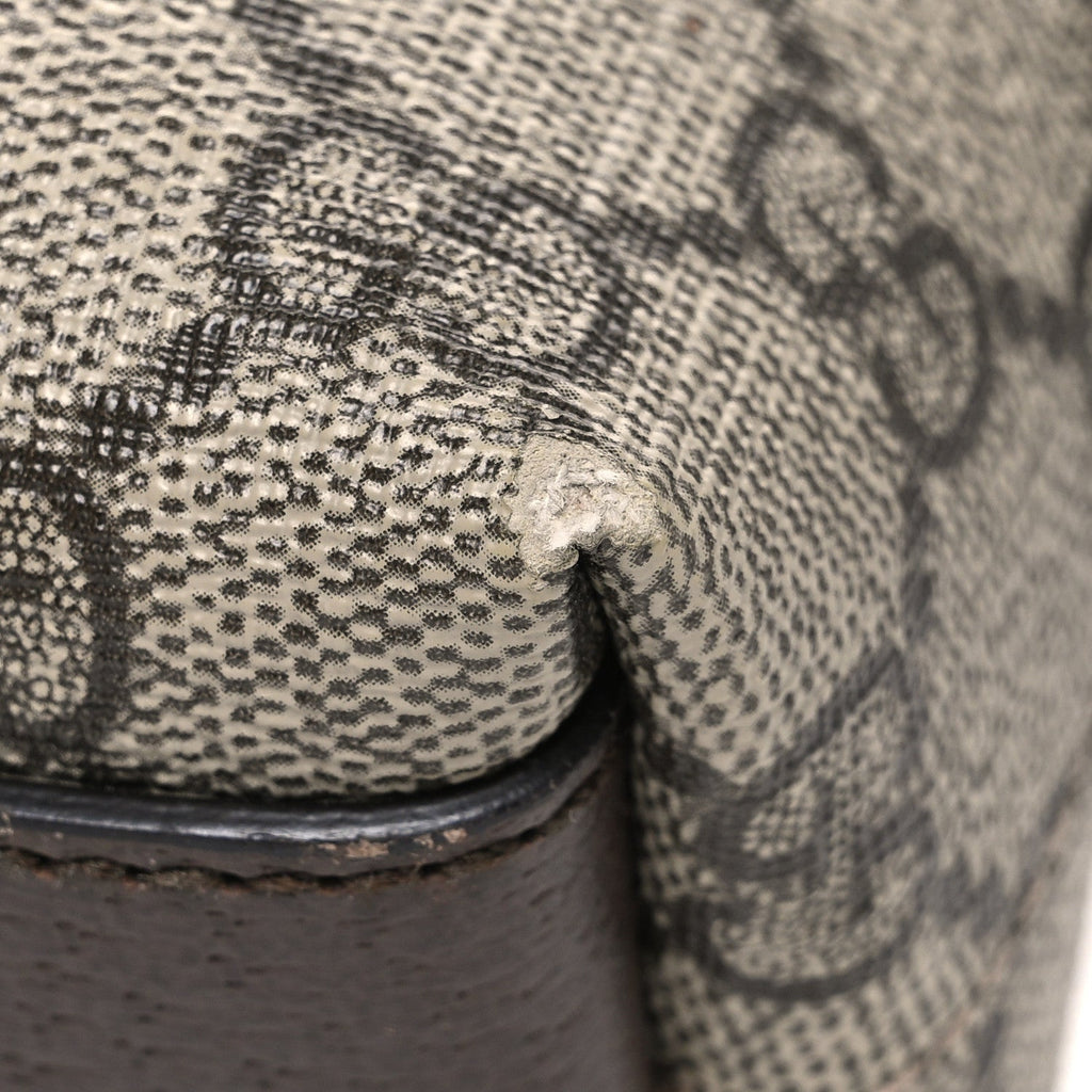 GG Supreme Monogram Textured Dollar Calfskin Web Small Ophidia Dome Shoulder Bag Beige Ebony New Acero