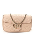 Calfskin Matelasse Super Mini GG Marmont Shoulder Bag Porcelain Rose