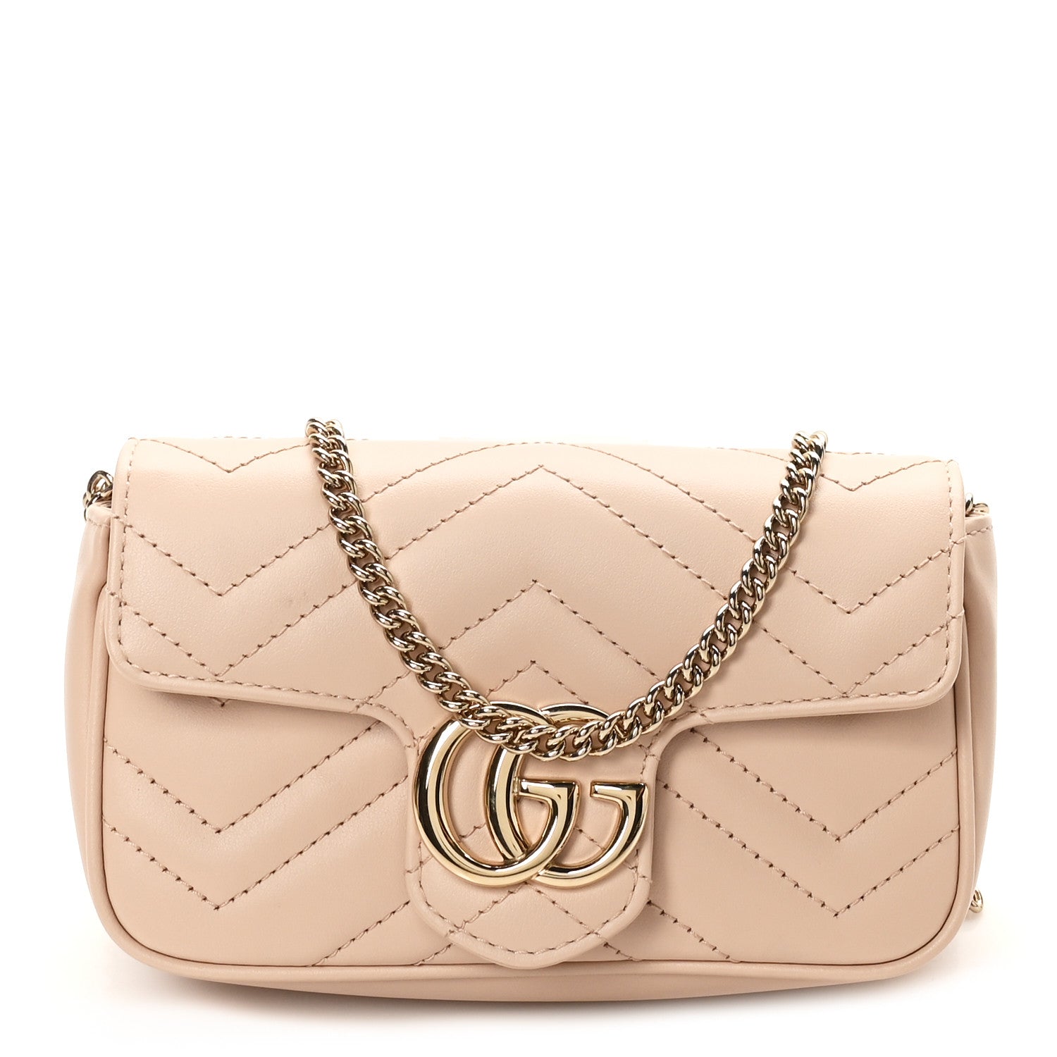 Calfskin Matelasse Super Mini GG Marmont Shoulder Bag Porcelain Rose