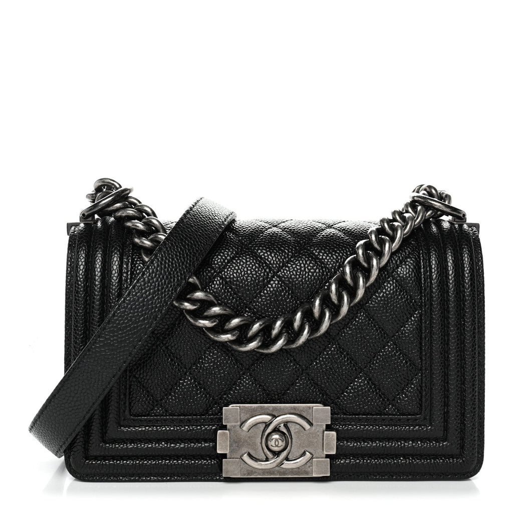 Caviar Quilted Small Boy Flap Black
