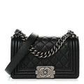 Caviar Quilted Small Boy Flap Black