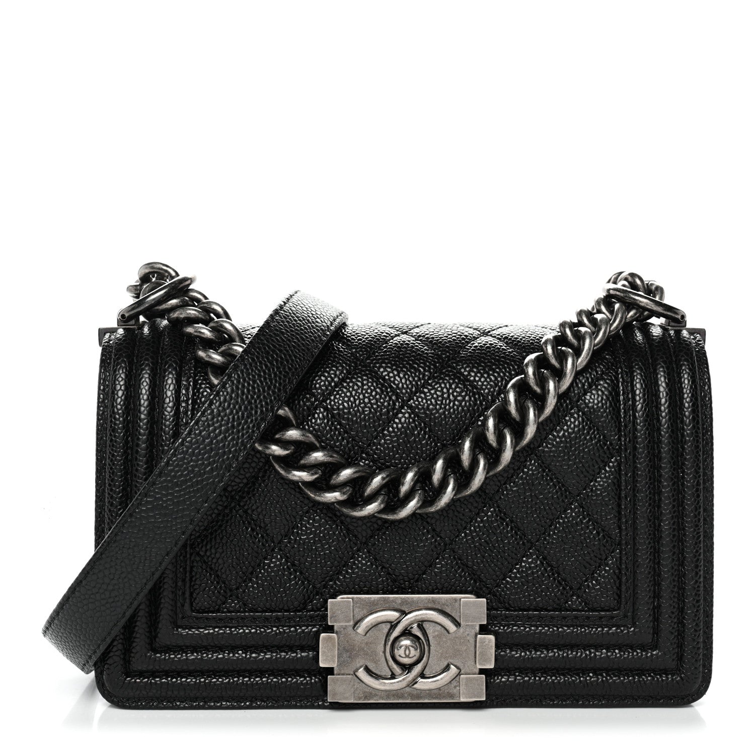 Caviar Quilted Small Boy Flap Black