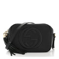 Pebbled Calfskin Small Soho Disco Bag Black