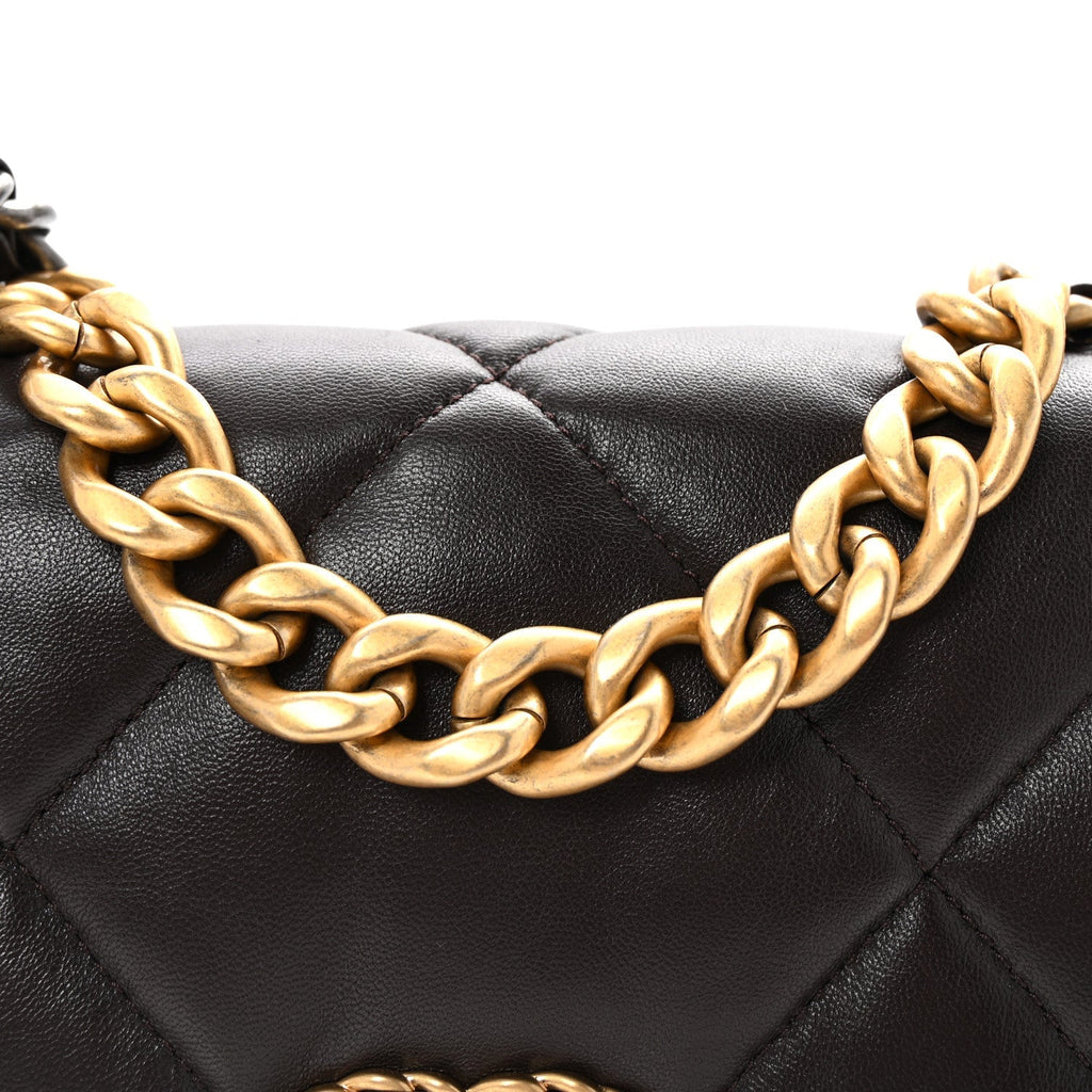 Lambskin Quilted Medium Chanel 19 Flap Dark Brown