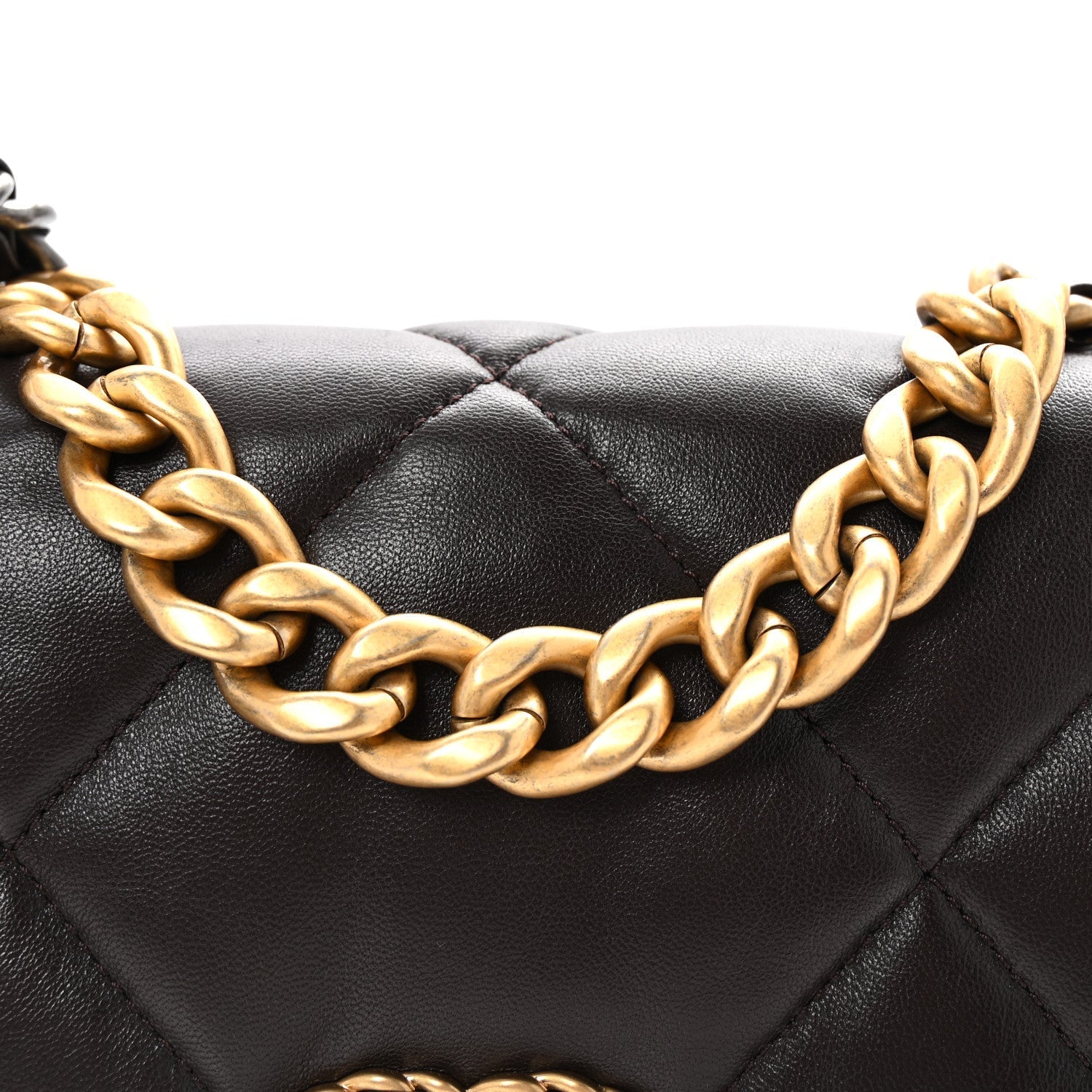 Lambskin Quilted Medium Chanel 19 Flap Dark Brown