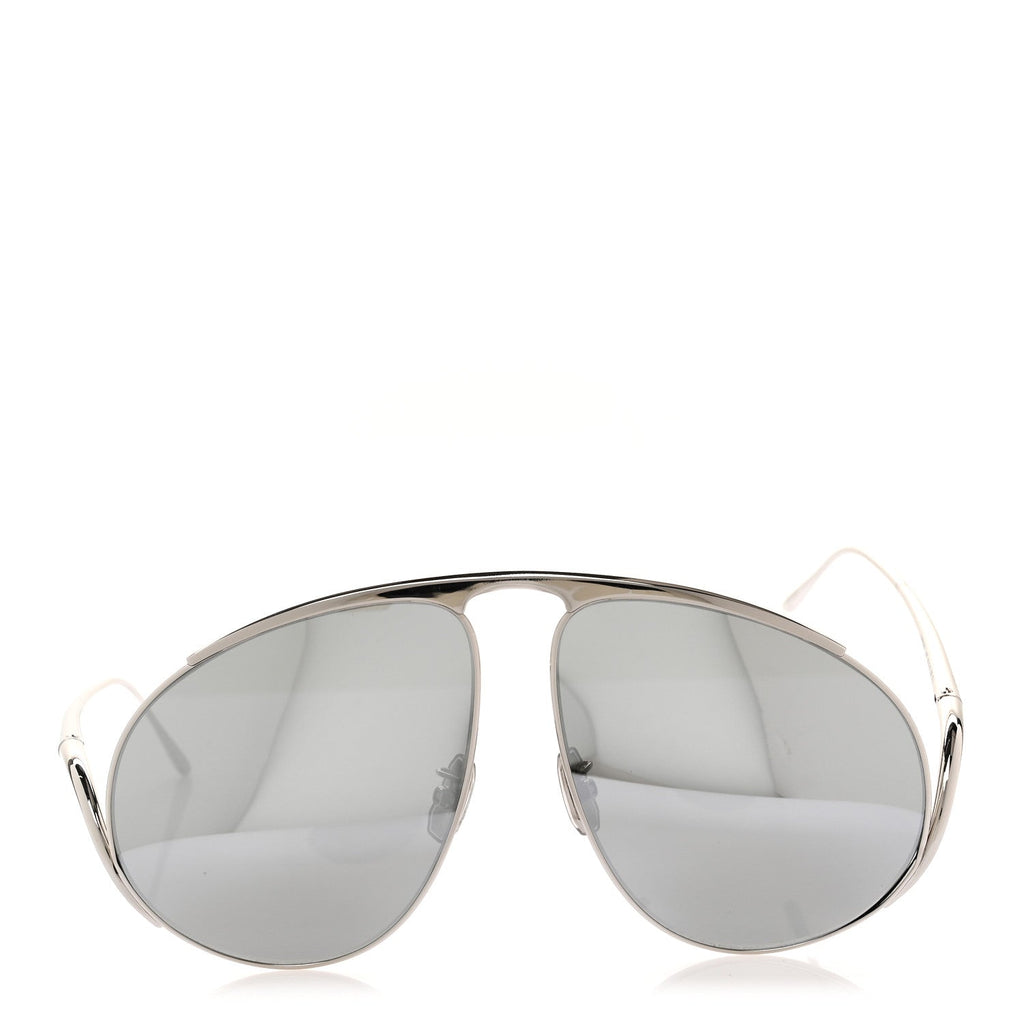 Metal Hillock Aviator Oversized Sunglasses LW40180U Silver
