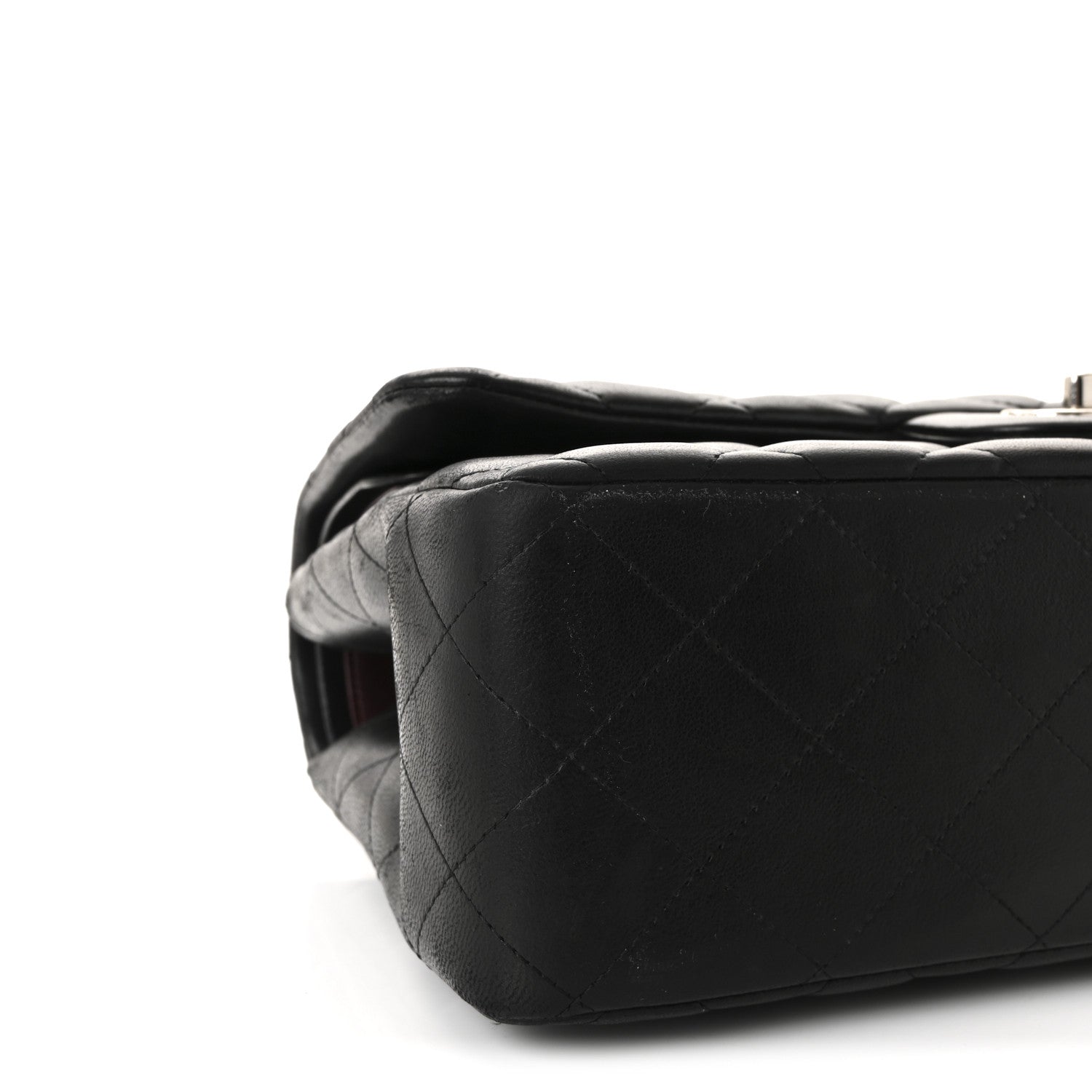 Lambskin Quilted Jumbo Double Flap Black