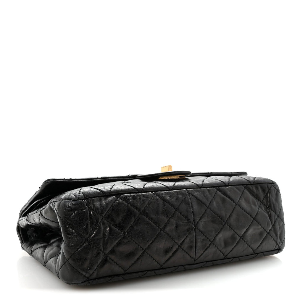 Aged Calfskin Quilted 2.55 Reissue 227 Flap Black