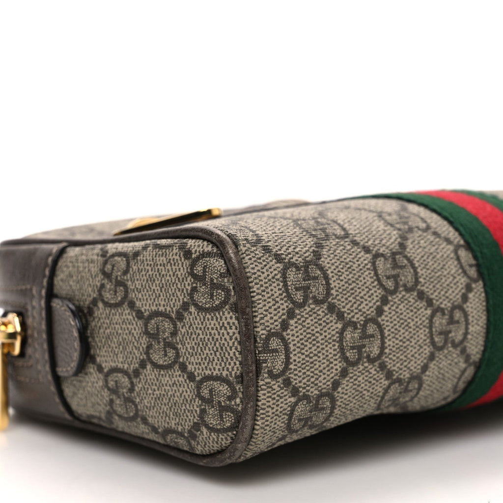 GG Supreme Monogram Web Small Ophidia Belt Bag 85 34 Dark Brown
