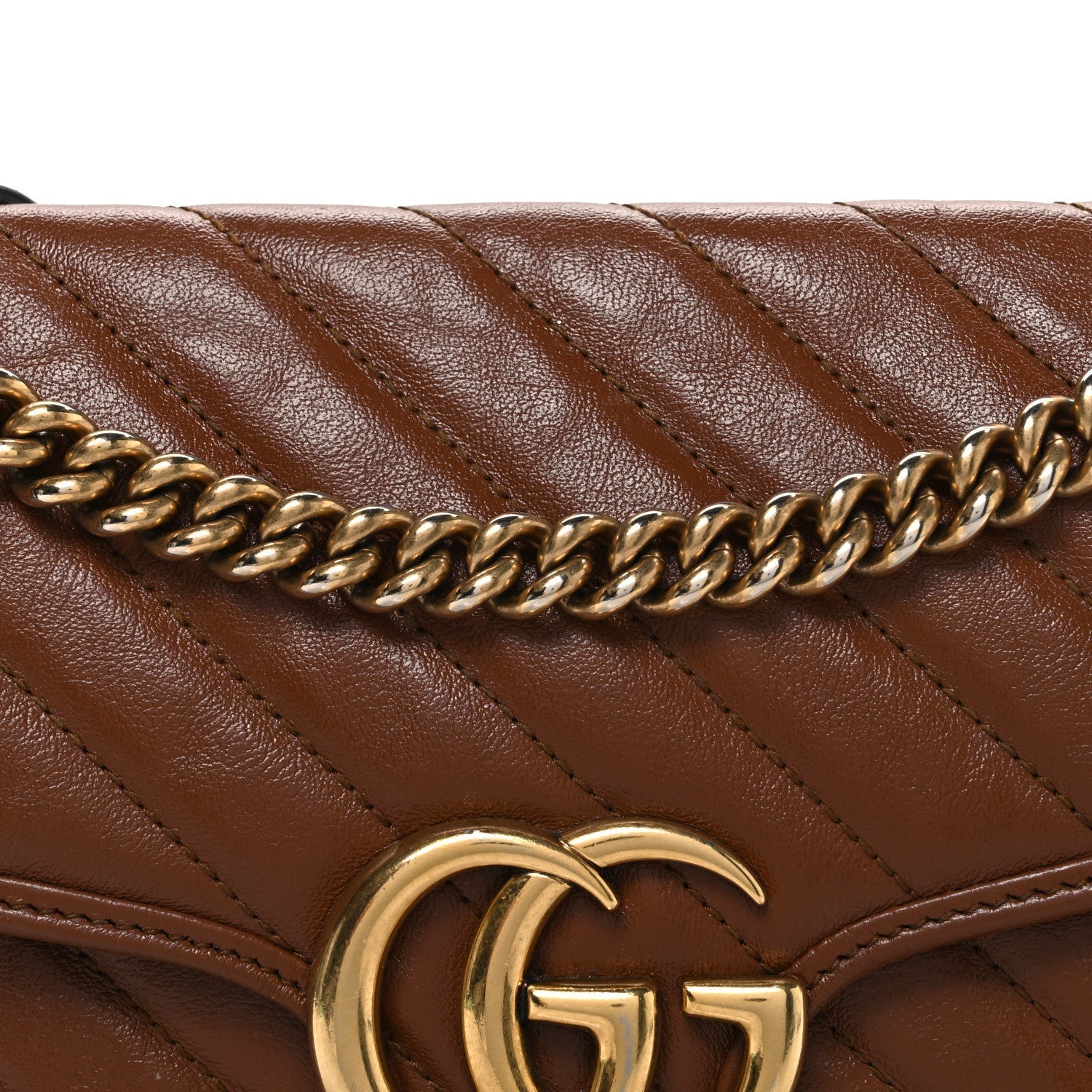 Azalea Calfskin Matelasse Diagonal Small GG Marmont Shoulder Bag Cuir