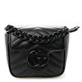 Calfskin Matelasse Monochrome GG Marmont Chain Mini Belt Bag Black