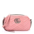 Calfskin Matelasse Small GG Marmont Chain Shoulder Bag Wild Rose