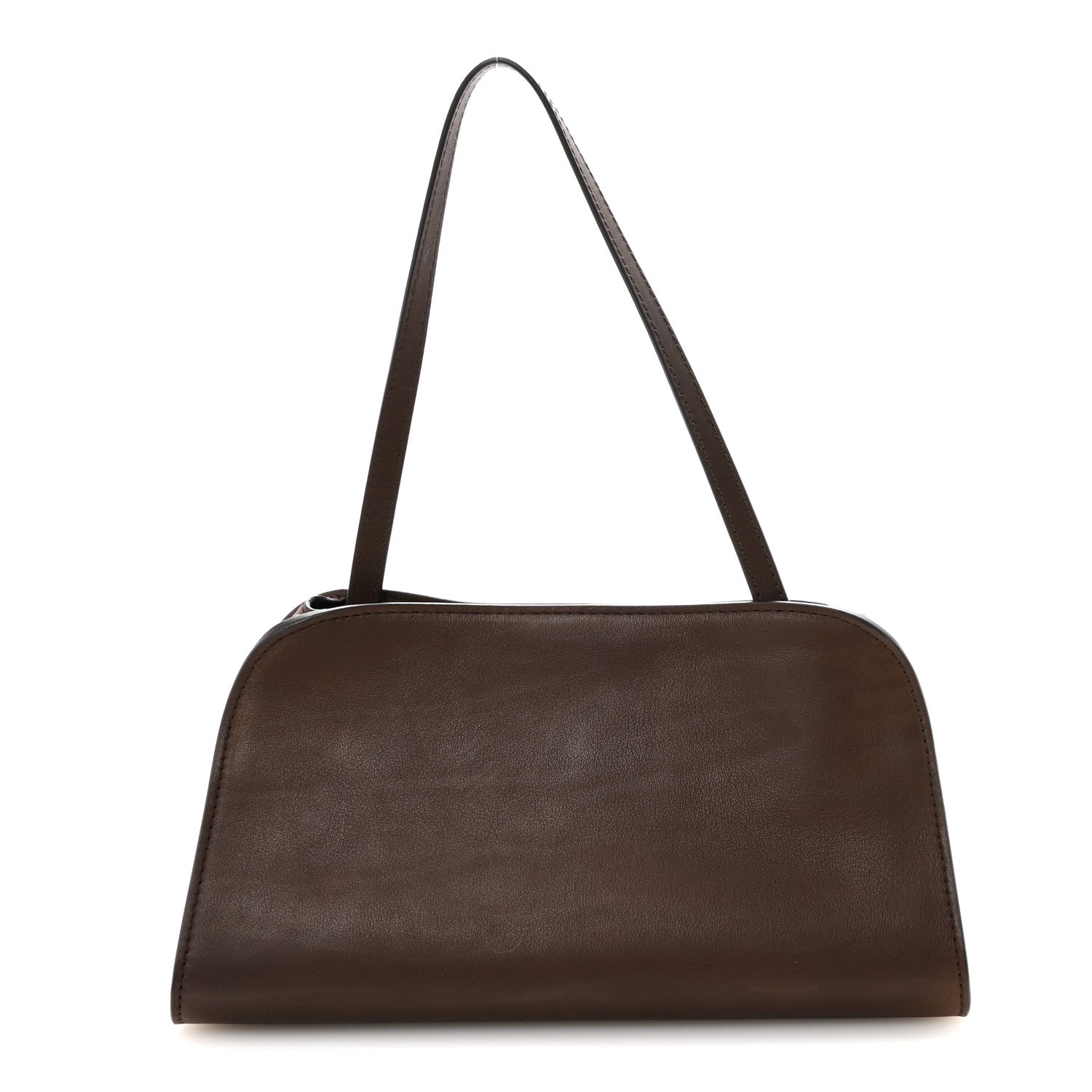 Polished Saddle Calfskin Peggy Clutch Deep Brown