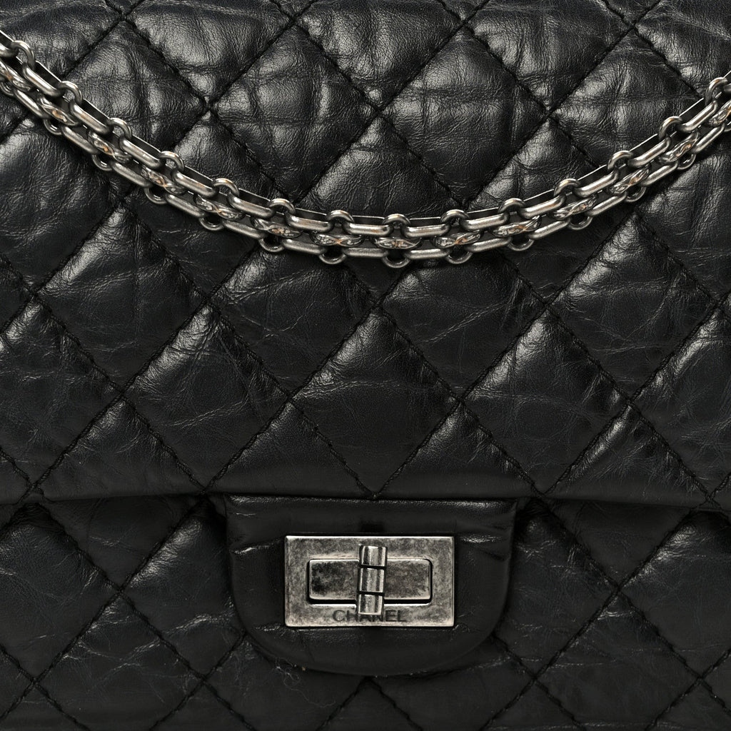 Aged Calfskin Quilted 2.55 Reissue 225 Flap Black