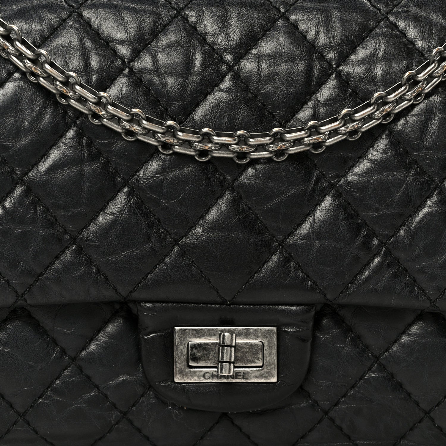 Aged Calfskin Quilted 2.55 Reissue 225 Flap Black