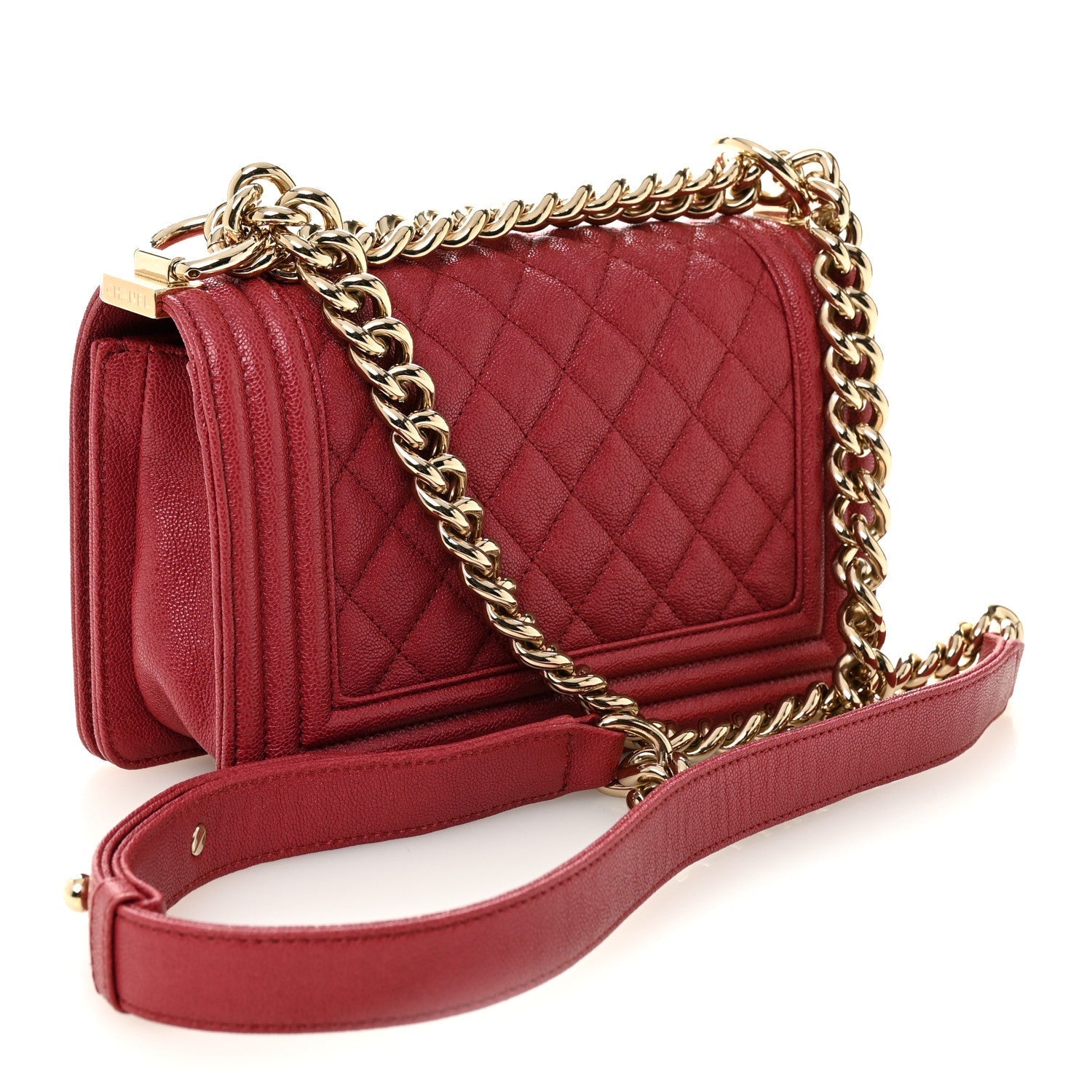 Caviar Quilted Small Boy Flap Fuchsia