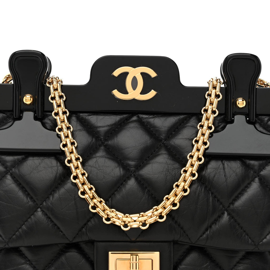 Aged Calfskin Quilted 2.55 Reissue Mini Hanger Flap Black