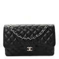 Caviar Quilted Jumbo Double Flap Black