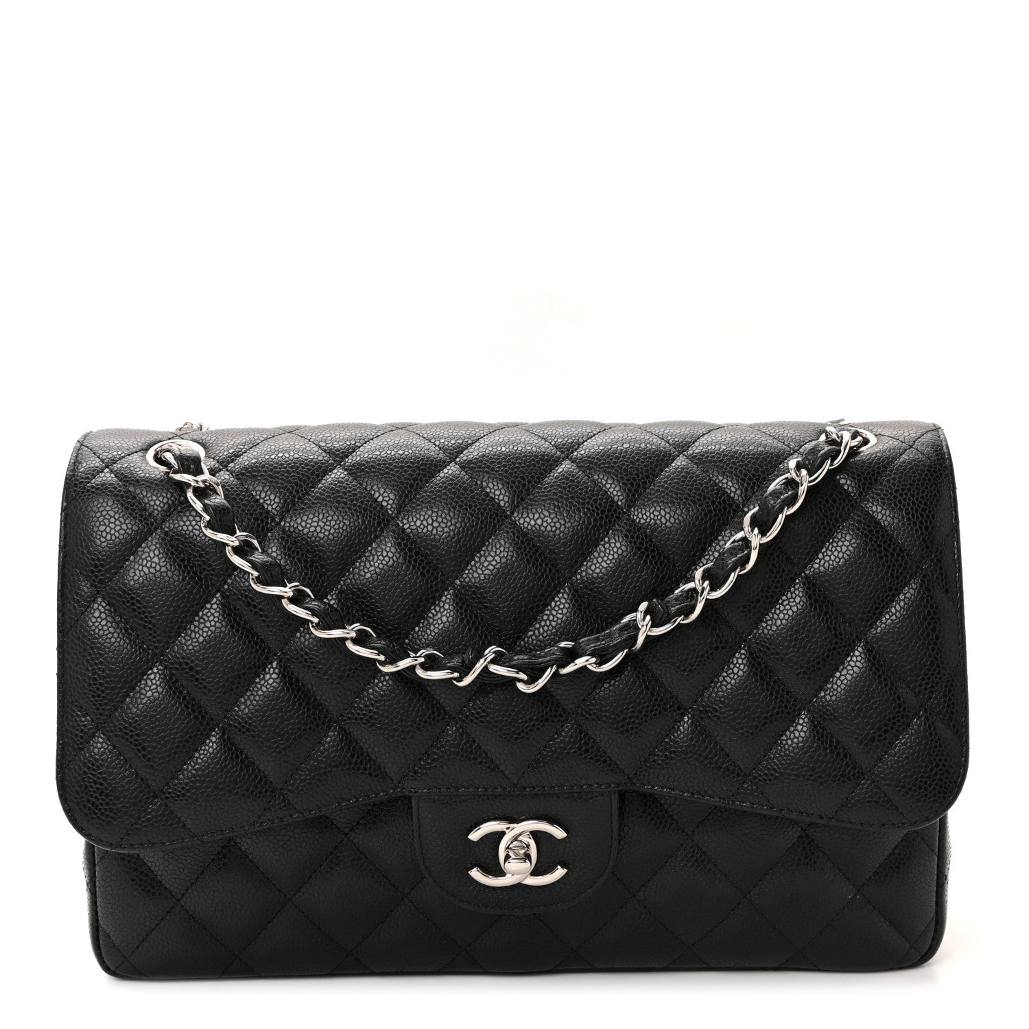 Caviar Quilted Jumbo Double Flap Black
