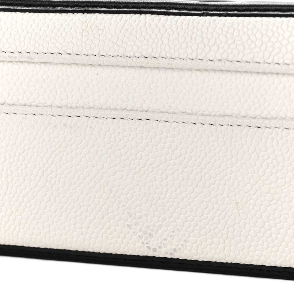 Caviar Quilted Medium CC Filigree Vanity Case White Black