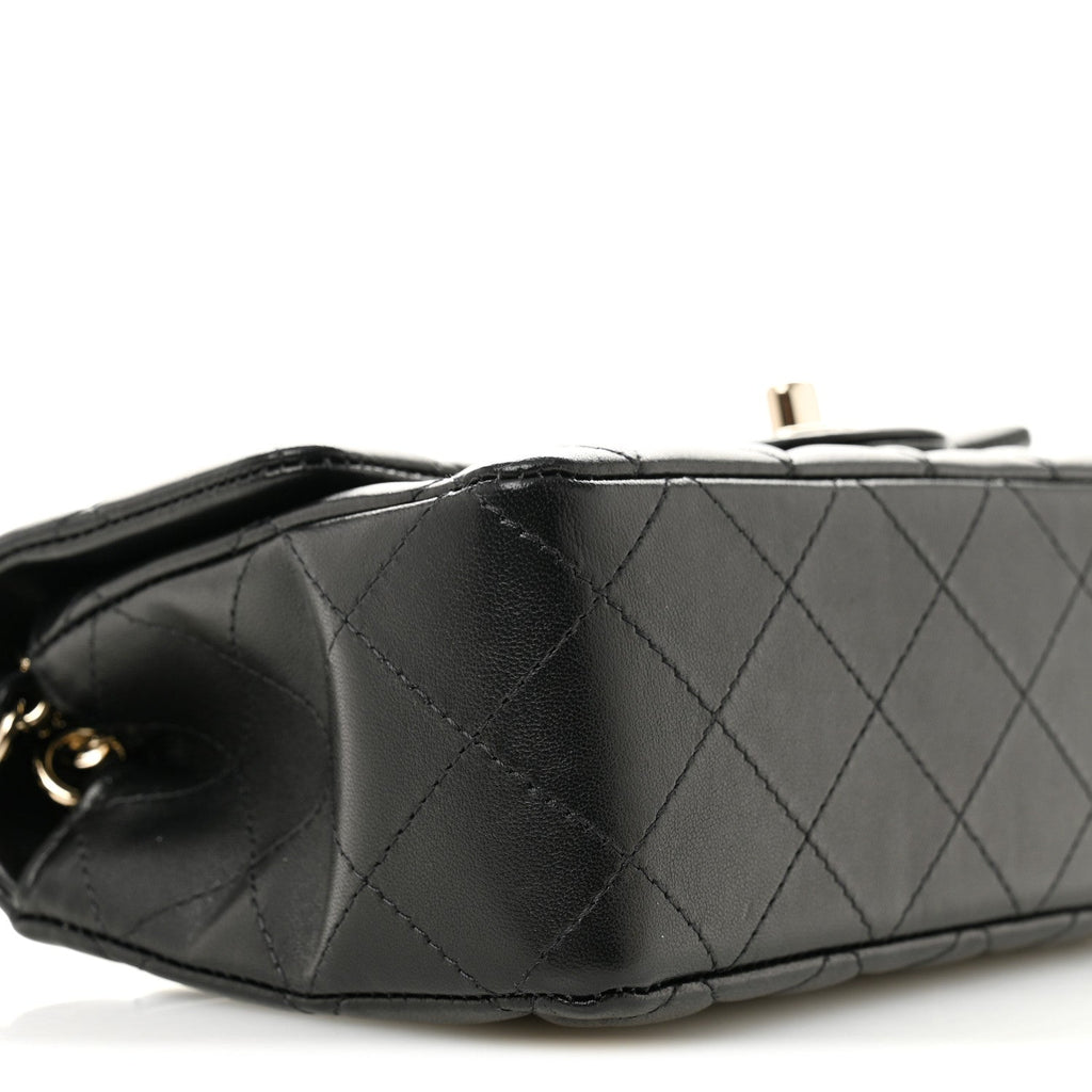 Lambskin Quilted Mini Rectangular Flap Black