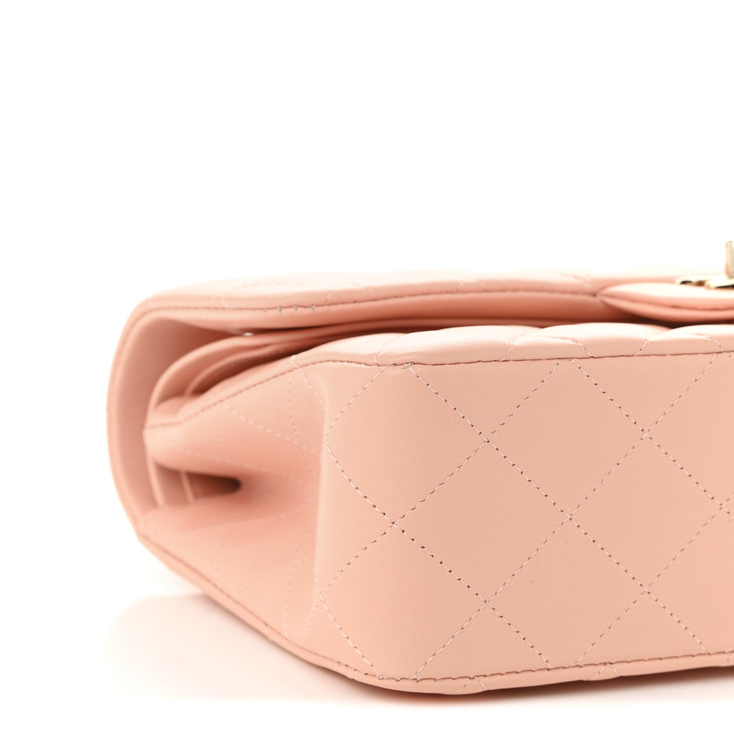 Lambskin Quilted Small Double Flap Light Orange