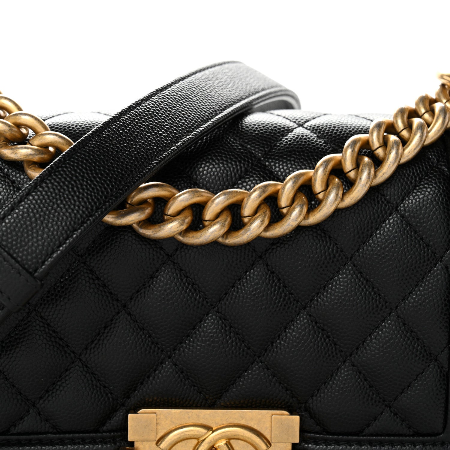 Caviar Quilted Small Boy Flap Black
