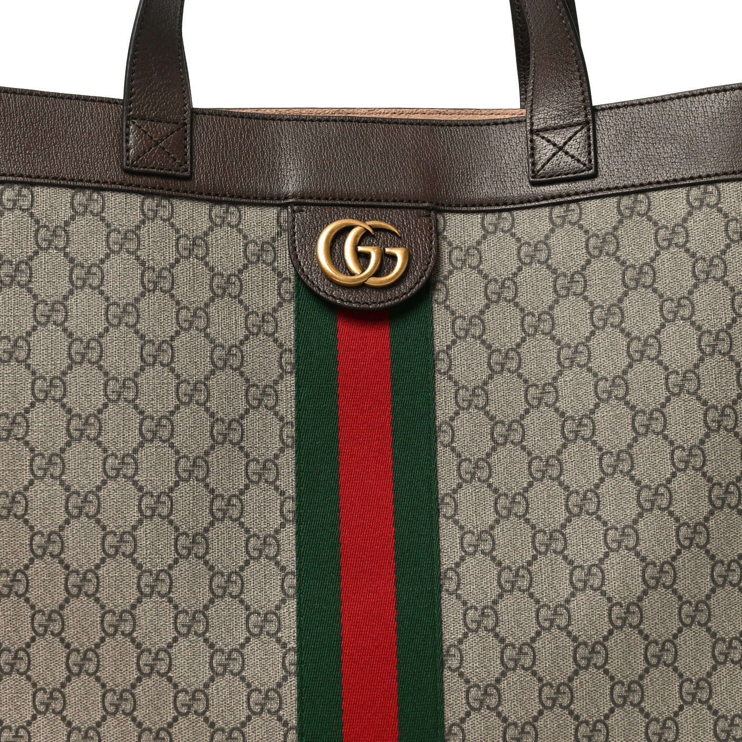 GG Supreme Monogram Web Large Ophidia Vertical Shopping Tote Brown