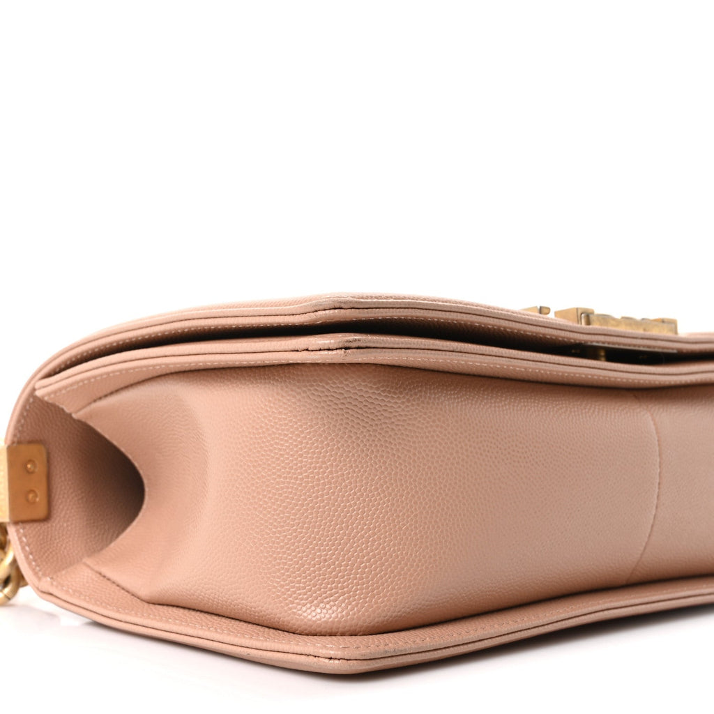 Caviar Quilted Medium Boy Flap Beige
