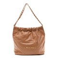 Shiny Calfskin Quilted Small Chanel 22 Beige