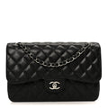 Caviar Quilted Jumbo Double Flap Black