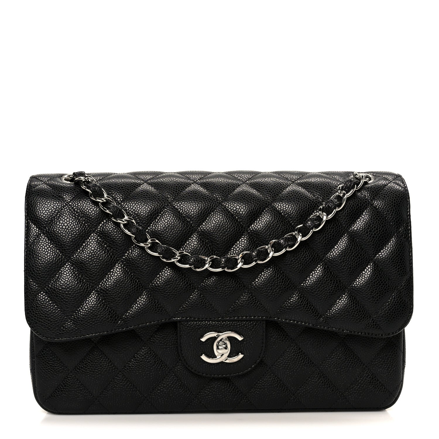 Caviar Quilted Jumbo Double Flap Black