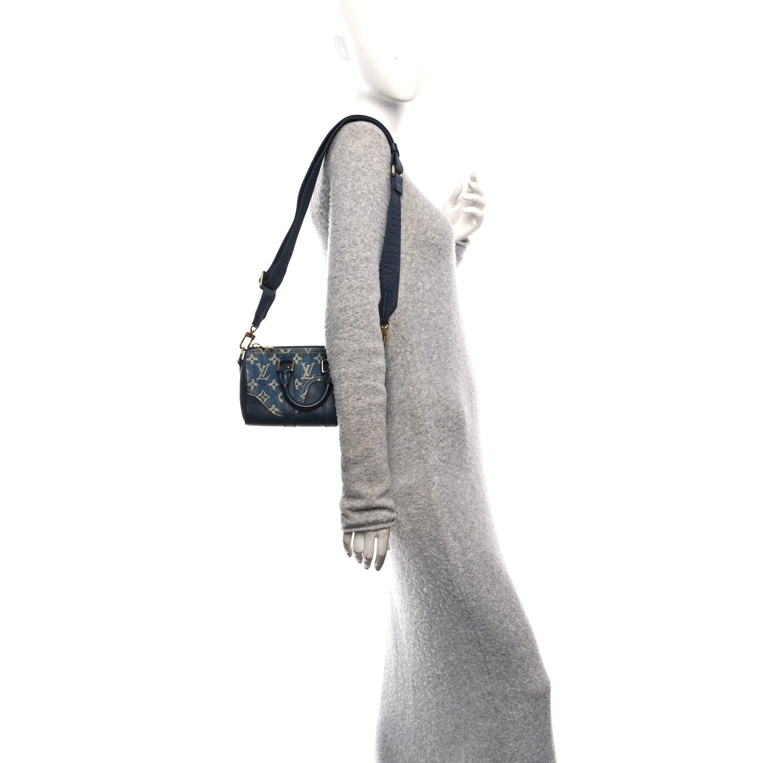 X NIGO Taurillon Monogram Denim Drip Keepall XS Blue
