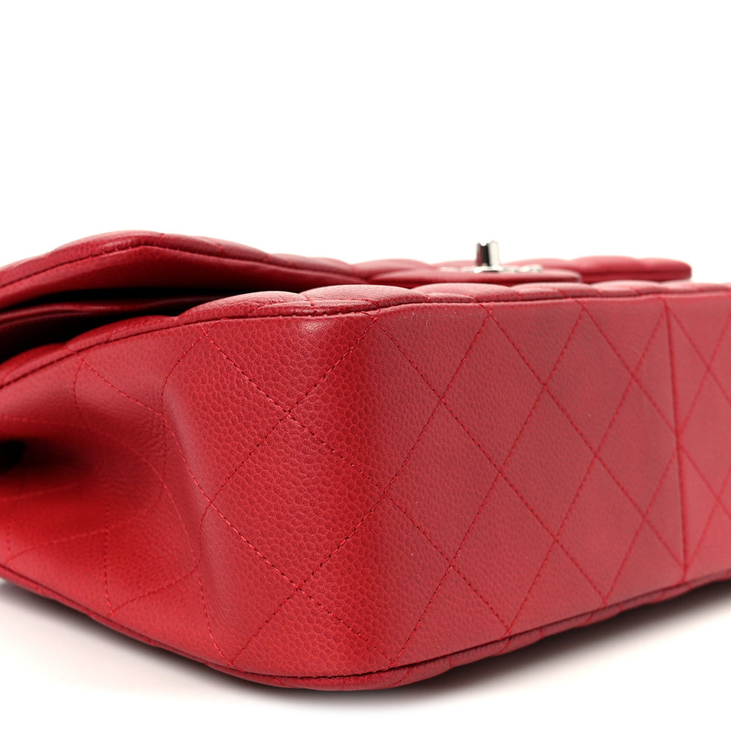 Caviar Quilted Jumbo Double Flap Dark Red